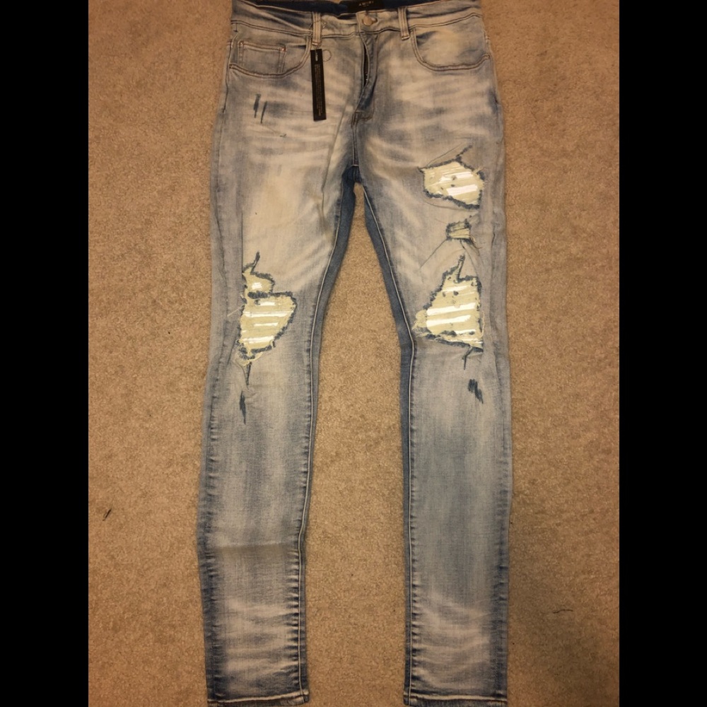Amiri mens MX1 biker patch jeans - Picture 3 of 6
